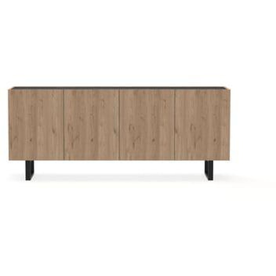 Buffet 4 portes 180 cm OPERA effet chêne et imitation marbre noir