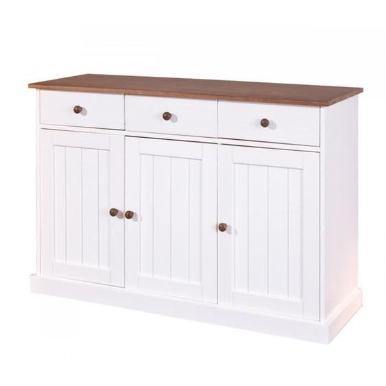 Buffet bas - ALTOBUY - Socoa - 3 portes - 3 tiroirs - Bois massif verni blanc