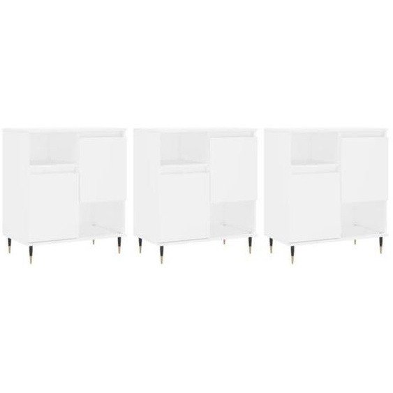 Buffet bas - Blanc Buffets - 3 portes - Bois dingénierie