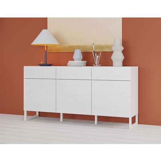 Sofia - buffet bas - blanc mat - 165 cm - Blanc