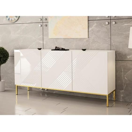 Celeste - buffet bas - 160 cm - style contemporain - Blanc / Doré