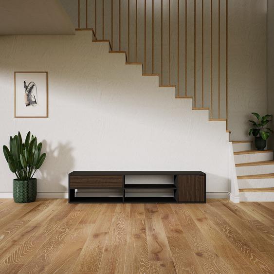 Buffet bas - Effet noyer, design contemporain, avec porte Effet noyer et tiroir Effet noyer - 190 x 41 x 34 cm