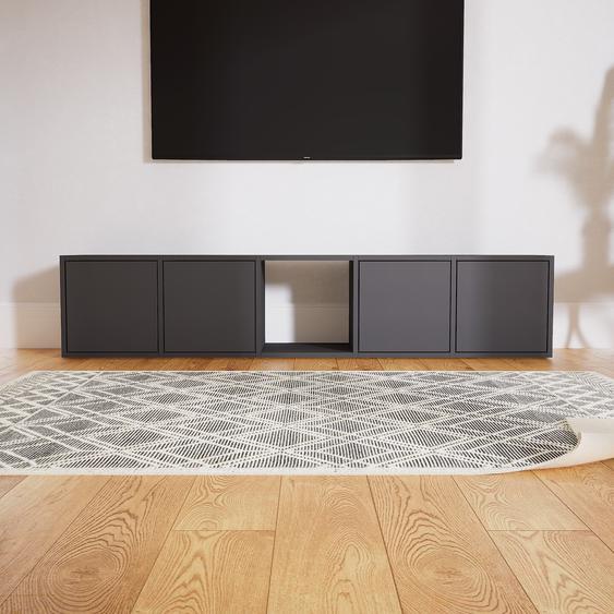 Buffet bas - Graphite, pièce de caractère, rangements bas de luxe, avec porte Graphite - 195 x 40 x 34 cm, personnalisable
