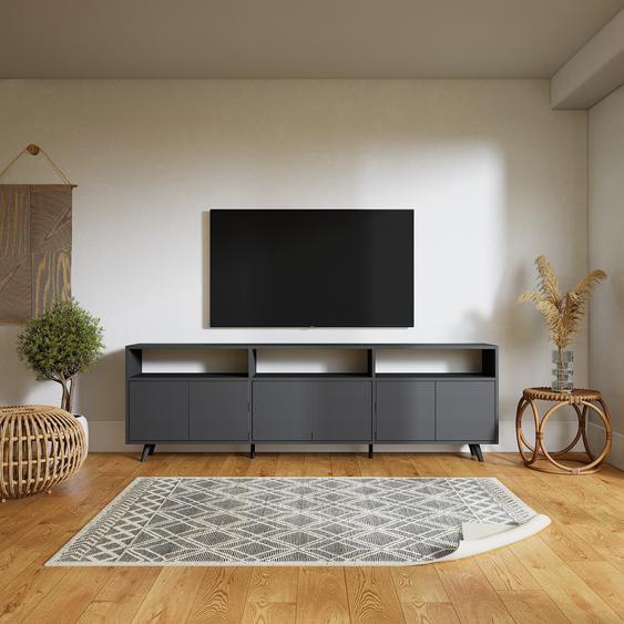 Buffet bas - Graphite, pièce de caractère, rangements bas de luxe, avec porte Graphite - 226 x 72 x 34 cm, personnalisable