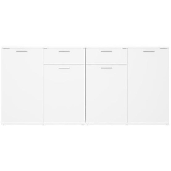 Buffet bas - VINGVO - Blanc - 160x36x75 cm - 4 portes et 2 tiroirs