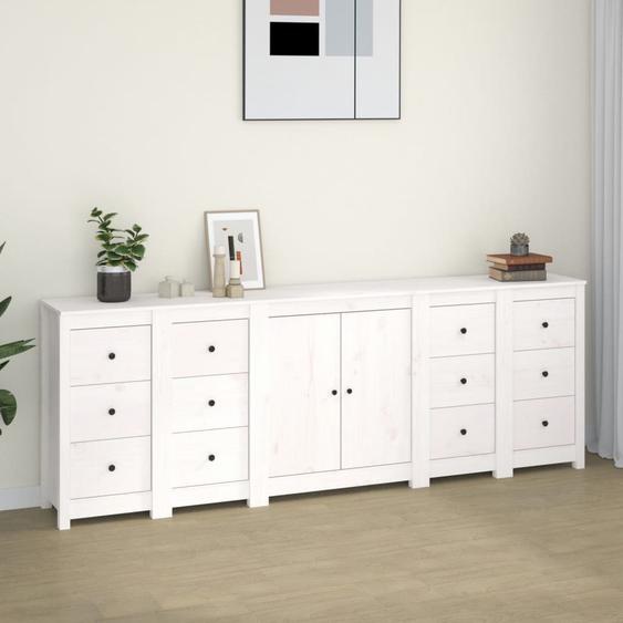 Buffet Blanc 230x35x80 cm Bois massif de pin