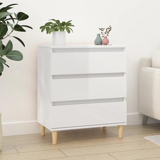 Buffet Blanc brillant 60x35x70 cm Bois dingénierie