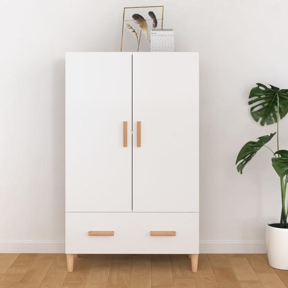 Buffet Blanc brillant 70x31x115 cm Bois dingénierie