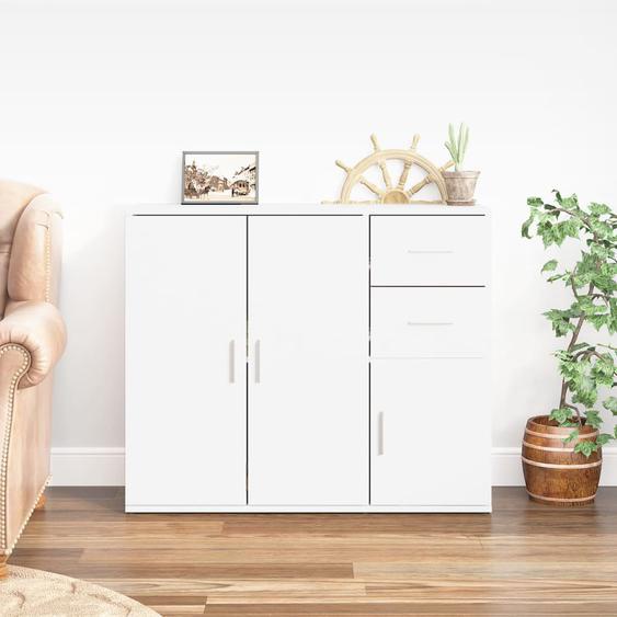Buffet Blanc brillant 91x29,5x75 cm Bois dingénierie