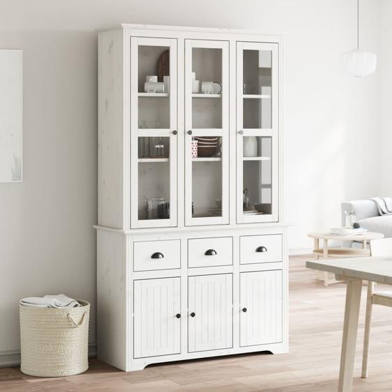Buffet BODO blanc 115,5x43x200,5 cm bois massif de pin