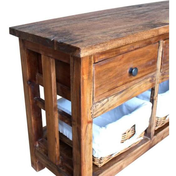 Buffet Bois de récupération massif - KIMISS - Vintage - 100 x 30 x 50 cm - 3 tiroirs - 3 paniers