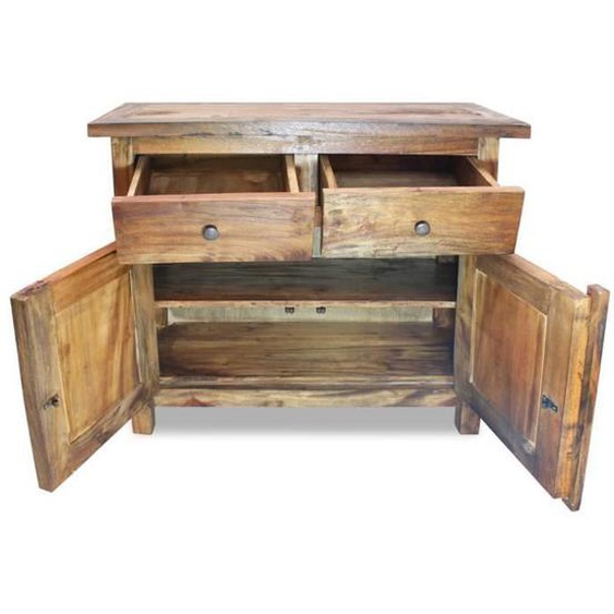 Buffet - Bois de récupération massif - Vintage - 2 tiroirs et 1 armoire avec étagère et 2 portes - Brun