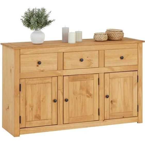 Buffet salle à manger CANCUN L 135 cm en bois massif finition laquée avec 3 portes et 3 tiroirs meuble de rangement bas