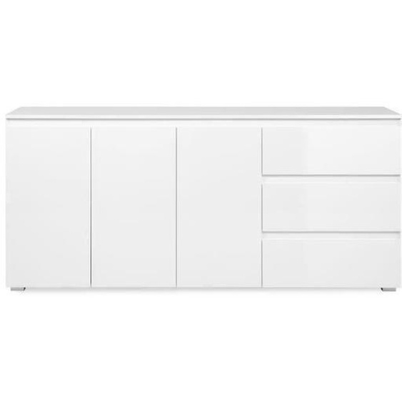 Buffet Capetown -Reproduction blanc brillant - Panneaux de particules - 3 portes - 3 étageres - 3 tiroirs - 179 x 80,5 x 40 cm