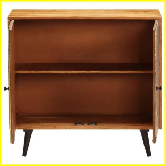 Buffet - CUQUE - 80 x 30 x 75 cm - Bois dacacia massif - 2 portes - Style vintage