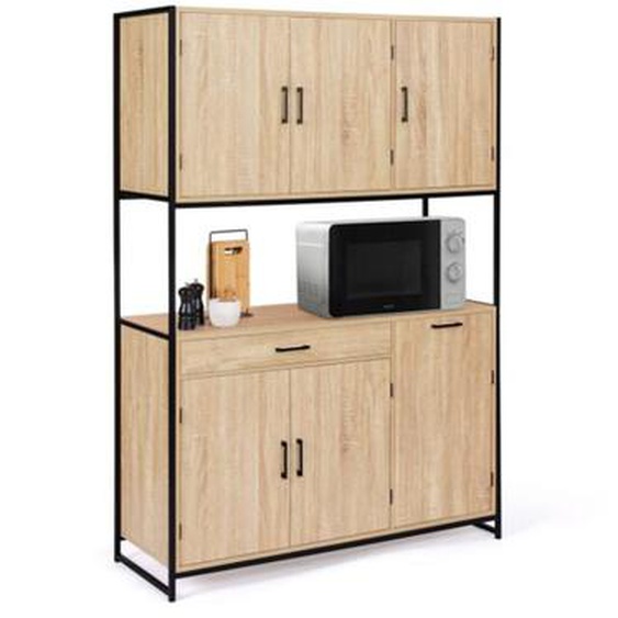 Buffet de cuisine 120 cm detroit meuble 6 portes design industriel + tiroir