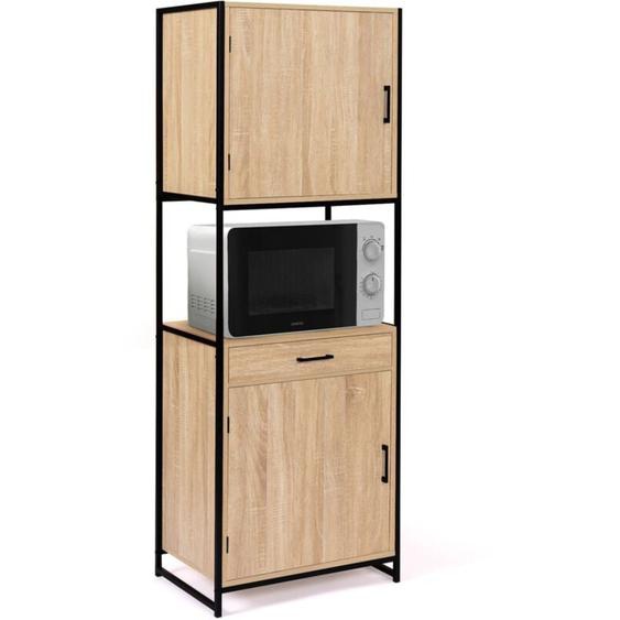 Buffet de cuisine 60 cm detroit meuble 2 portes design industriel + tiroir