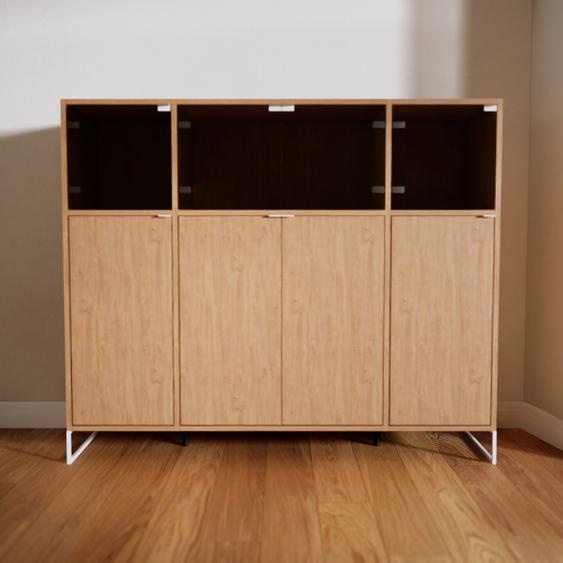 Buffet - Effet chêne, pièce modulable, enfilade, avec porte Verre clair transparent - 154 x 129 x 50 cm
