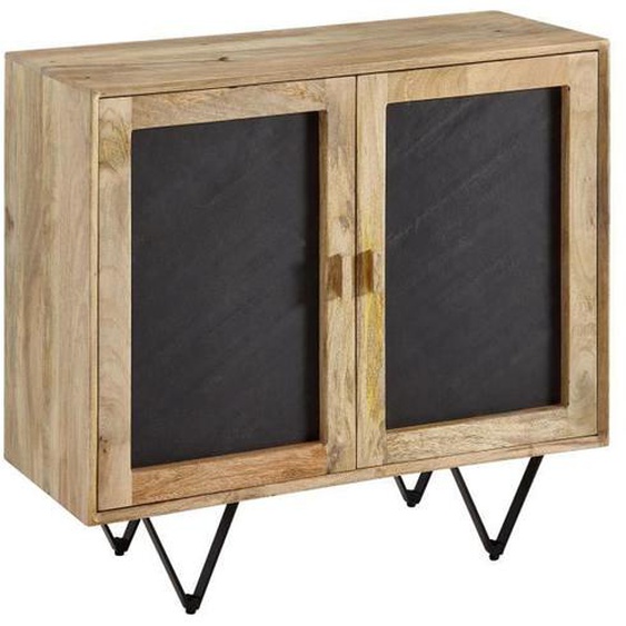 Buffet en bois massif avec portes moderne - FINEBUY - Manguier - Gris - Laqué - Contemporain - Design