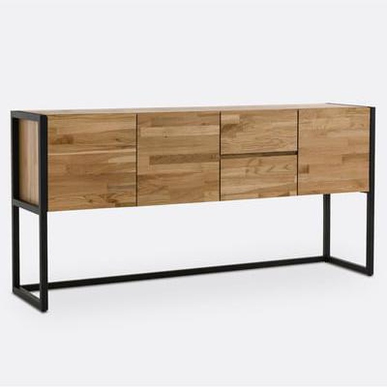 Buffet enfilade chêne massif et métal acier, Hiba