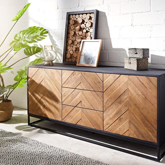 Buffet Famke 145 cm Manguier Teck 2 portes 3 tiroirs, Buffets