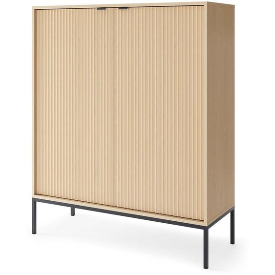 Buffet FURNLUX Avon Chêne Et Noir 104 cm / Couleur principale : beige / Dimensions : 104 x 125 x 39 cm