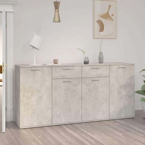 Buffet Gris béton 160x36x75 cm Bois dingénierie