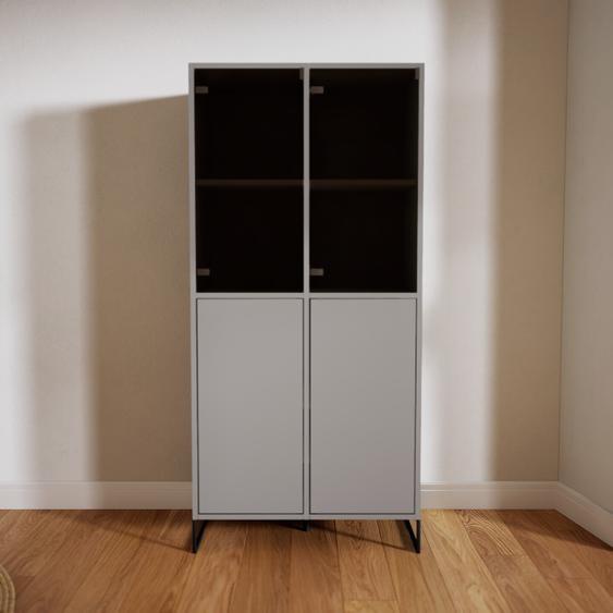 Buffet - Gris, pièce modulable, enfilade, avec porte Verre clair transparent - 79 x 168 x 47 cm