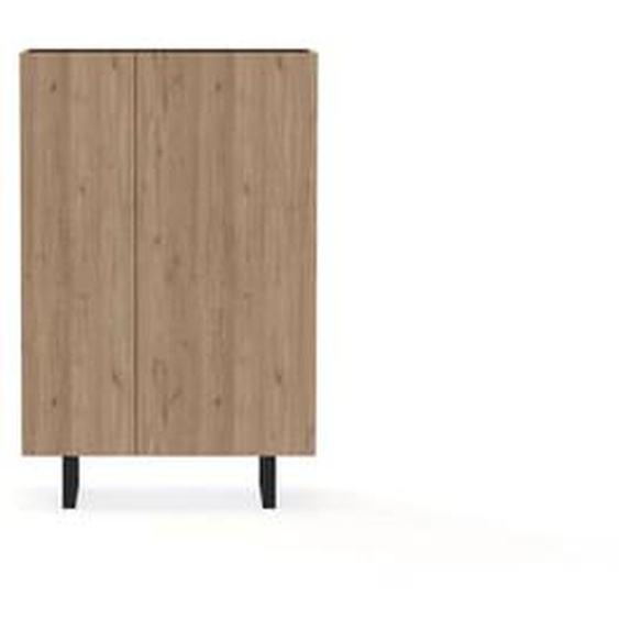 Buffet haut 2 portes 90 cm OPERA effet chêne et imitation marbre noir