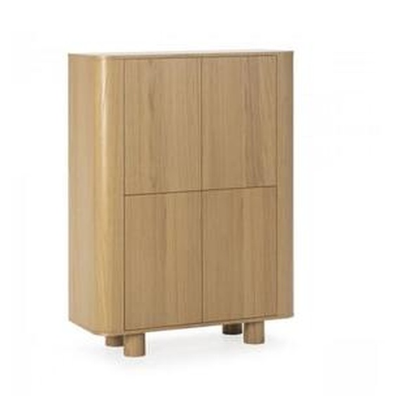Buffet haut 4 portes 100 cm MALO placage chêne massif