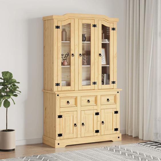 Buffet haut Corona miel 112x43x196 cm bois massif de pin