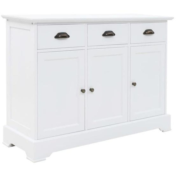Buffet haut - MOTHINESSTO - LY0754 - MDF et Bois de pin - 3 portes - 3 tiroirs - 105 x 35 x 77,5 cm