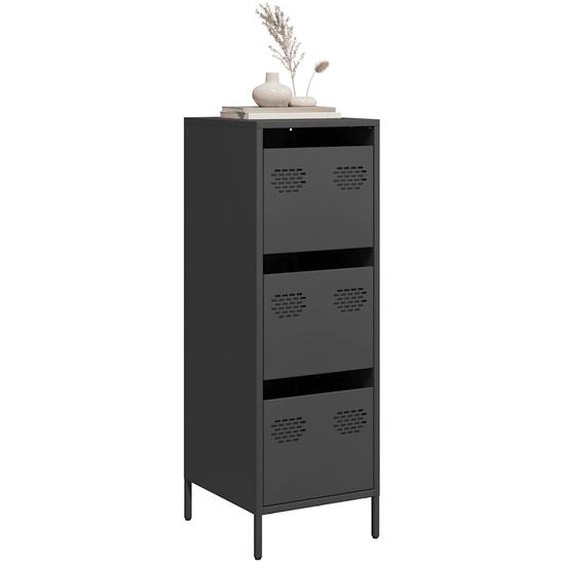 Buffet haut noir 39x35x103,5 cm acier