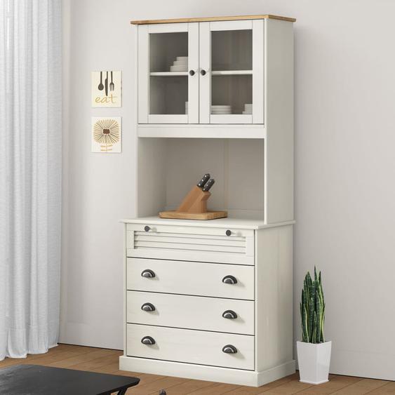 Buffet haut VIGO blanc 80x40x176 cm bois massif de pin