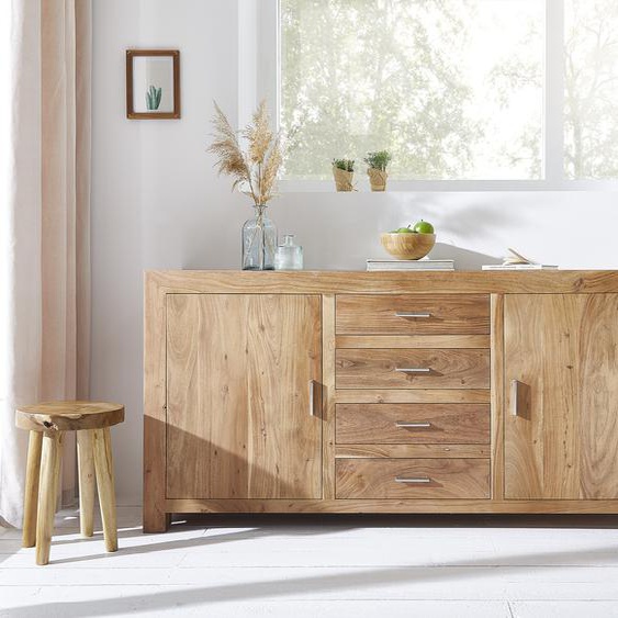 Buffet Indra 170 cm acacia nature 4 tiroirs 2 portes, Buffets