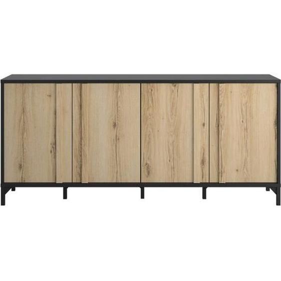 Buffet industriel 4 portes - L180 x H81 x P40 cm - 180 cm X 40 cm X 81 cm - ESTEBAN Bois Clair
