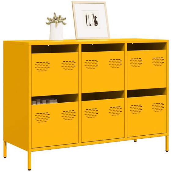 Buffet jaune moutarde 101,5x39x73,5 cm acier laminé à froid