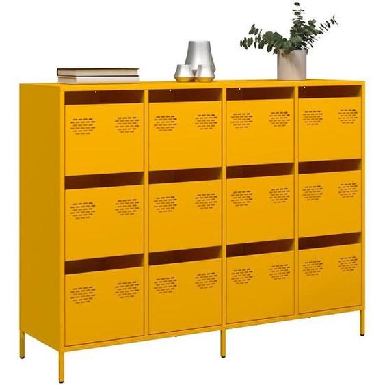 Buffet jaune moutarde 135x39x103,5 cm acier laminé à froid