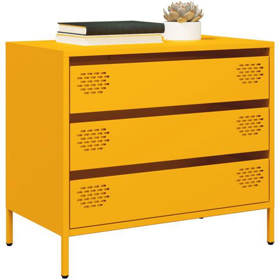 Buffet jaune moutarde 68x39x58,5 cm acier laminé à froid