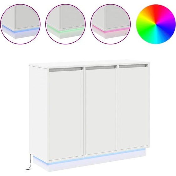 Buffet LED Blanc 90 x 32 x 75 cm Bois dingénierie