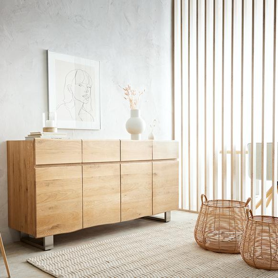 Buffet Live-Edge 170 cm chêne 4 portes 4 tiroirs, Buffets, Baumkantenmöbel, Massivholzmöbel, Massivholz