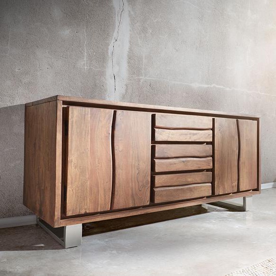 Buffet Live-Edge 172 cm acacia marron 3 tiroirs 4 portes, Buffets, Baumkantenmöbel, Massivholzmöbel, Massivholz