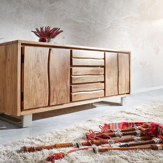 Buffet Live-Edge 172 cm acacia nature 3 tiroirs 4 portes, Buffets, Baumkantenmöbel, Massivholzmöbel, Massivholz