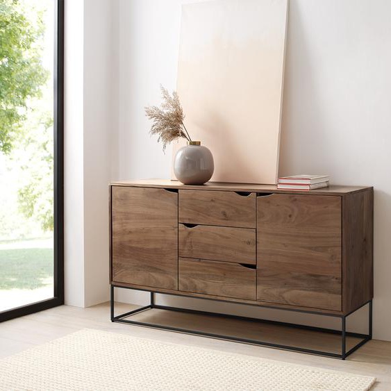 Buffet Loca 140x39 cm acacia nature 3 tiroirs 2 portes, Buffets