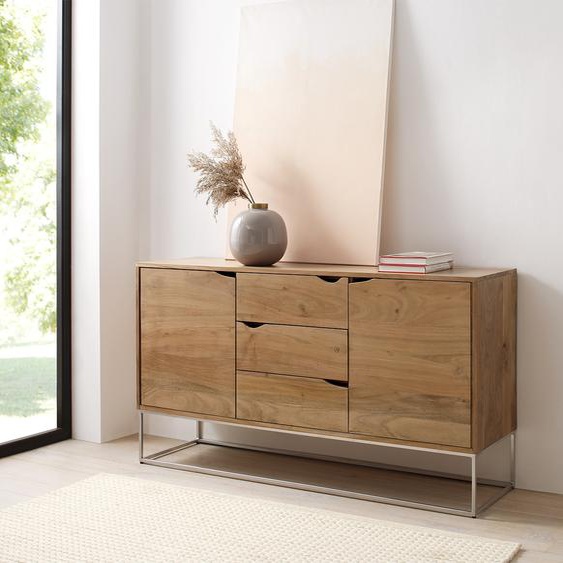Buffet Loca 140x39 cm acacia nature 3 tiroirs 2 portes, Buffets