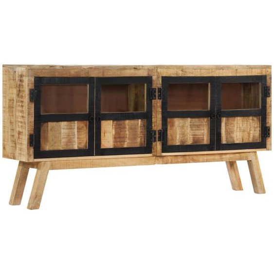 Buffet marron et noir 160x30x76 cm bois massif de manguier