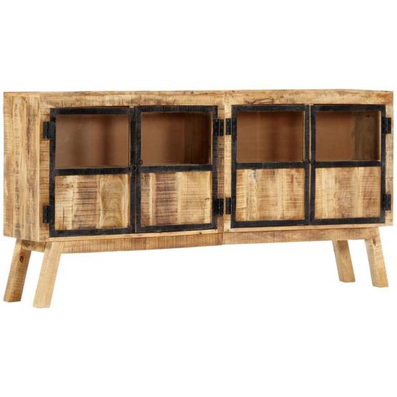 Buffet Marron et noir 160x30x80 cm Bois de manguier solide brut