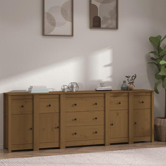 Buffet Marron miel 230x35x80 cm Bois massif de pin
