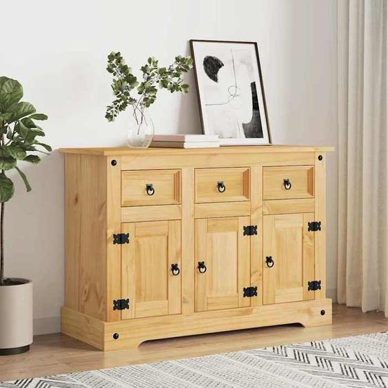 Buffet-Meuble de rangement Corona marron 112x44x78 cm bois massif pin mexicain