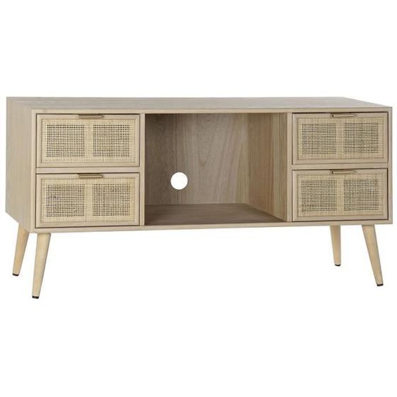 Buffet meuble de rangement en paulownia et MDF coloris naturel - Longueur 120 x Hauteur 60 x Profondeur 42 cm